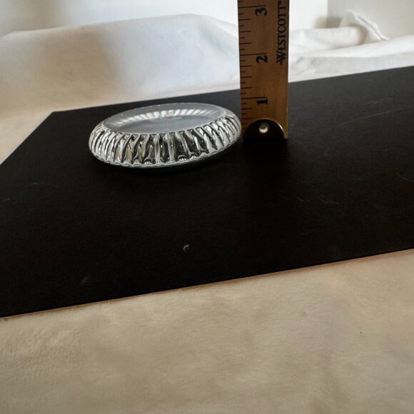 Etched Floral Clear Glass Trim Rim Paperweight Coaster Office Desk Home Decor - Picture 12 of 12